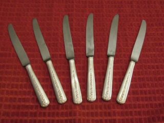 6 Towle Rambler Rose Sterling Silver Floral Repouss 9 Inch Dinner Knives