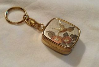 Vintage Sankyo Japanese Geisha Music Box Key Chain Hummingbird -
