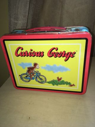 1997 Vintage Curious George Metal Lunch Box Series 3 On A Bike