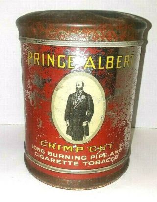 Vintage Prince Albert Crimp Cut Pipe And Cigarette Tobacco Tin Large Round Dome