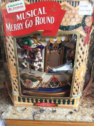 Vintage Mr.  Christmas Holiday Merry Go Round Animated Musical Carousel