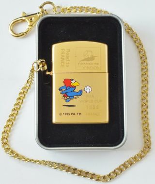 Official World Cup France 1998 Lighter With Case.  Vgc.  Uk Dispatch