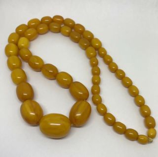 Vintage Bakelite Beads Oval Butterscotch Egg Yolk Yellow Graduated Necklace