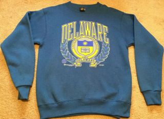 Vtg 80’s University Of Delaware Blue Hens Sweatshirt Made In Usa Puffy Print Xl