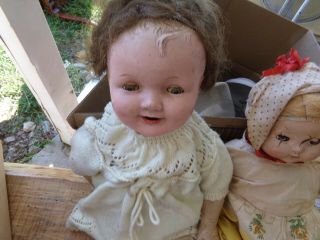 2 Antique Composition Baby Girl Dolls 22 
