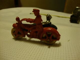 Vintage Hubley Cast Iron Police Motor Cycle / Sidecar & Passenger