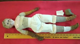 Antique German Tin Head 24 " Minerva Doll With Leather Arms & Feet