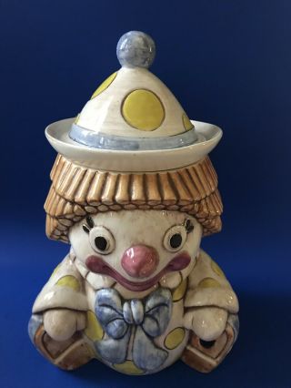 Vintage Treasure Craft Clown Cookie Jar Usa
