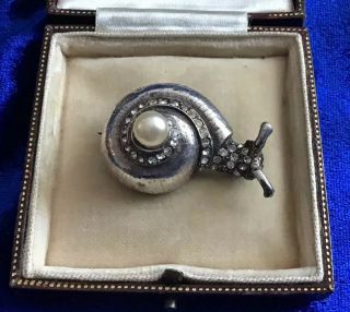 Attractive Vintage Snail Design DiamantÉ Set Brooch By Sphinx
