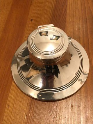 Large Solid Silver Capstan Inkwell