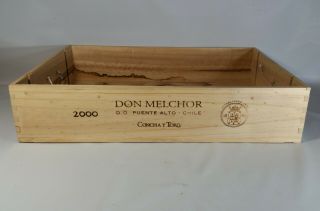 Vtg Retro Wood Wine Crate Box Don Melchor 6 Bottle Cabernet Sauvignon 2000 Chile