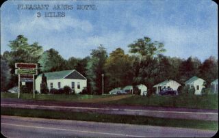Pleasant Akers Motel Fairfax Virginia Va 1950s Cars Vintage Postcard