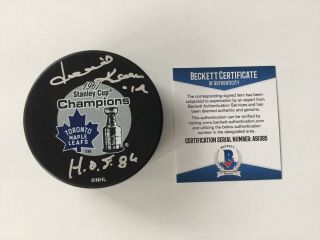 Dave Keon Signed 1967 Stanley Cup Maple Leafs Hockey Puck Beckett Bas A