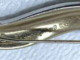 Vintage Signed MARCEL BOUCHER Gold - Tone & Rhinestone Wave PIN/BROOCH 5860 3