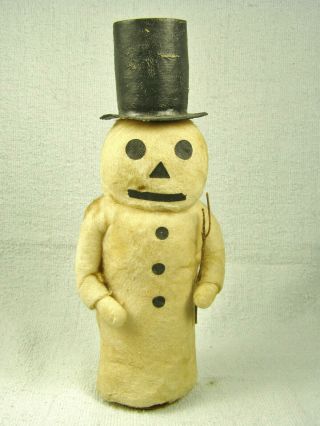 Antique Christmas German Paper Snowman Candy Container