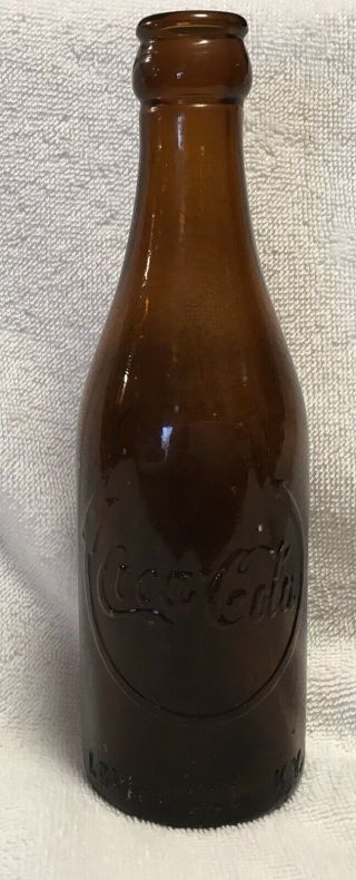 Vintage Amber Coca Cola Bottle Straight Sided Louisville,  Ky