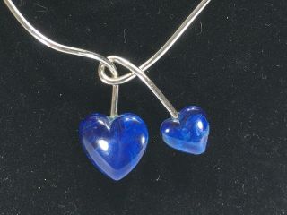 Vintage Signed Sarah Coventry Silver Tone Chain Necklace Duo Blue Heart Pendant