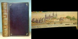 1882 Stunning Fore - Edge Painting Of London Finebinding Leather Book Antique