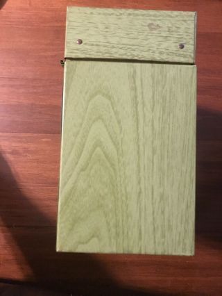 Vintage Porta File Metal Document Holder Box By Ballonoff Green Wood Grain Look 2