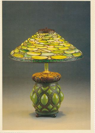 Vintage Dover Postcard 1990 - Tiffany Lamps - Lily Pad Lamp Shade Signed Studios