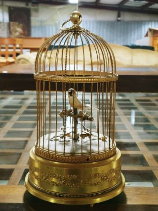 Antique 11 " Bontems Singing Bird In Cage Music Box From France -