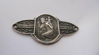 Antique Vintage Silver Hallmarked St Christopher Plaque For Car
