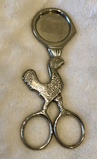 Italy Chicken Rooster Silver Color Cigar Cutter Scissors