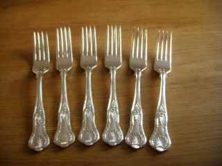 Vintage Set Of 6 Kings Pattern (a1 Quality) Large Dinner Forks By Smith Seymour