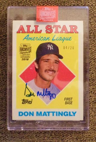Don Mattingly 2019 Topps Archives Signature Series Retired /20 Auto Yankees