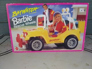 Mattel Jeep Vintage Baywatch Rescue Wheels Lifeguard Vehicle 1995 Barbie - Sized