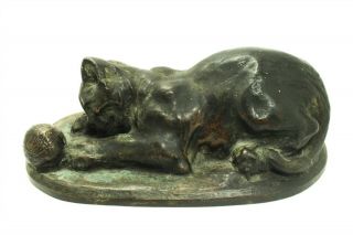 Rare Antique 1907 Humphreys Bronze Sculpture Cat W Ball No.  2 Roman Bronze