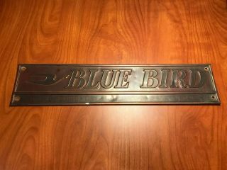 Bronze Vintage Blue Bird Bus Line Advertising Tin Litho Embossed Emblem Sign