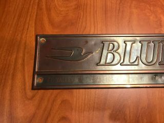 Bronze Vintage Blue Bird Bus Line Advertising Tin Litho Embossed Emblem Sign 2