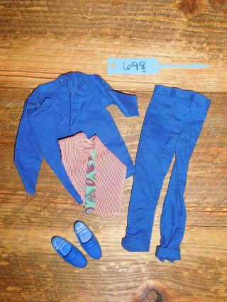 Vintage Ken Blue Suit W/ Jacket Pants Shirt Tie & Shoes