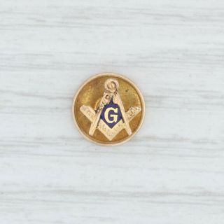 Masonic Square Compass Pin - 10k Gold Vintage Blue Lodge Symbol Lapel