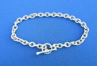 Vintage Sterling Silver Charm Bracelet Chain With T Bar Clasp 10.  2 G
