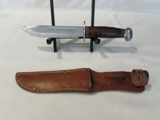 Vintage Wwii Style Pal Rh - 36 Usa Fixed Blade Knife Stacked Leather Handle