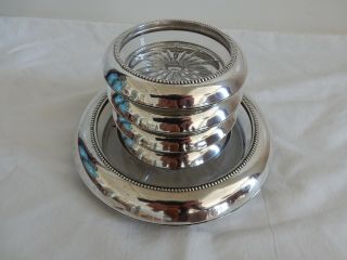 Vintage Frank M.  Whiting Sterling Silver & Glass Beaded Ashtray & 4 Coasters