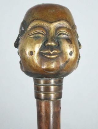 Best Antique Blackthorn Walking Stick With 4 Faced Brass Head Top Cane