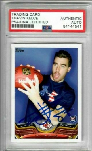 Travis Kelce 2013 Topps Rc Rookie Auto Signed Psa/dna Slabbed 31 K C Chiefs