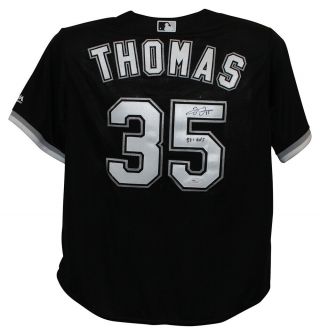 Frank Thomas Signed Chicago White Sox Majestic Black Xl Jersey 521 Hr Jsa 25404