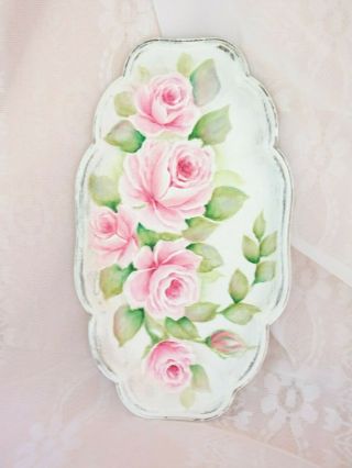 Bydas Romantic Chic Pink Rose Tray Ooak Hp Hand Painted Shabby Vintage Cottage