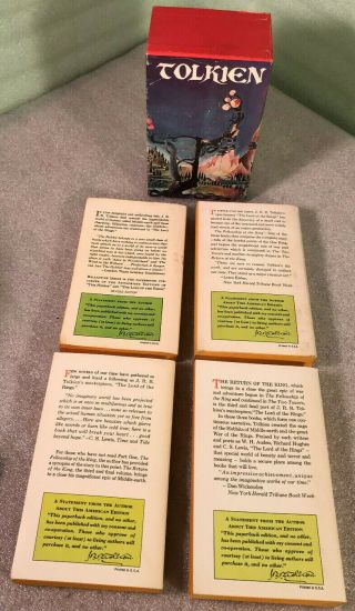 Vtg 1960 ' s The Hobbit & Lord Of The Rings Trilogy Box Set JRR Tolkien Paperbacks 3