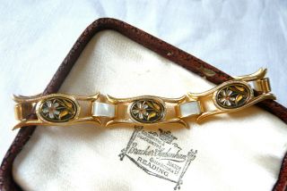Vintage Jewellery Damascene Toledo Enamel Mother Of Pearl Bracelet Lovely