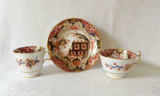 Antique Early 19th Century Spode Porcelain Trio Tea Cup Coffee Cup And Saucer