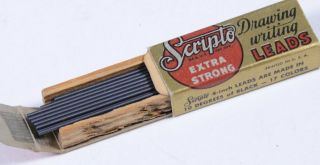 Box Of Vintage Scripto Drawing Writing 4 " Leads Extra Strong With Box