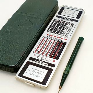 Faber Castell Addiator Pocket Slide Rule & Analog Calculator Tool Combo Vintage