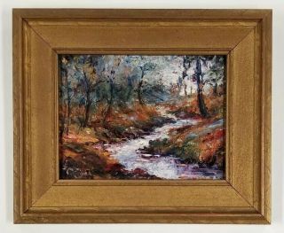Antique 1909 Signed Mystery Early American Impressionist Landscape Oil Painting