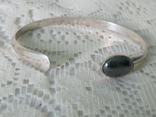 Vintage.  925 Sterling Silver & Hematite Cuff Bangle Bracelet H10