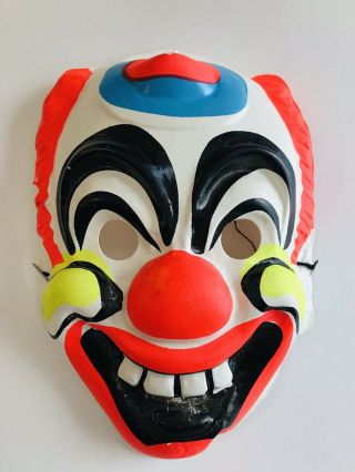 Vintage Evil Clown Mask Halloween Plastic Usa